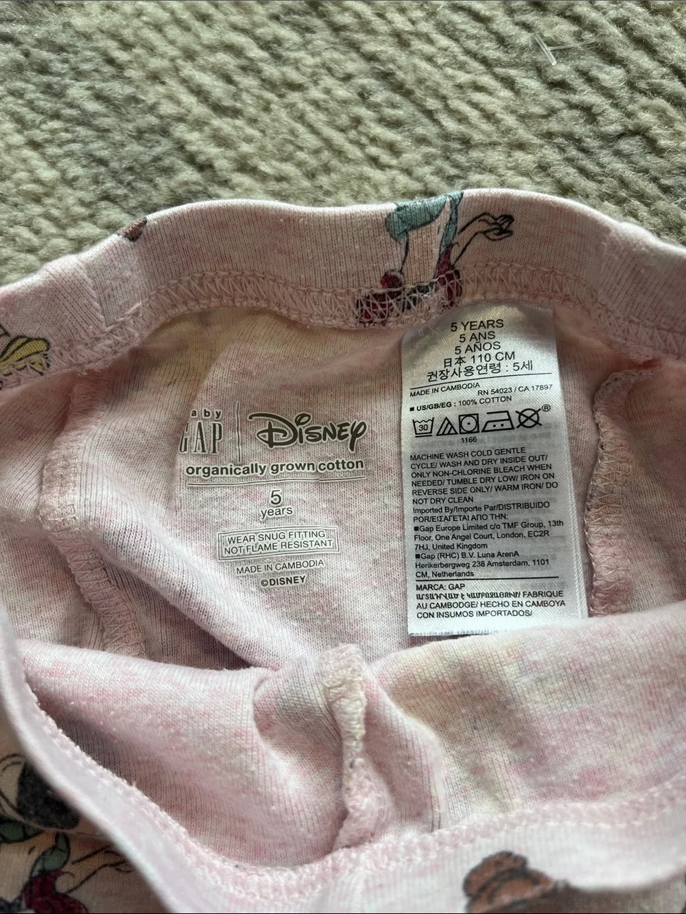 GAP Pink Disney Princess Printed Pajama Bottoms